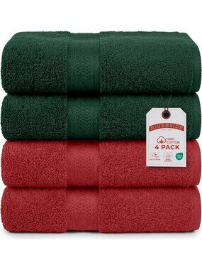 Luxury Large Bath Towels Set - 4 Pack, Soft & Absorbent, 27x54 Inches, 600 GSM